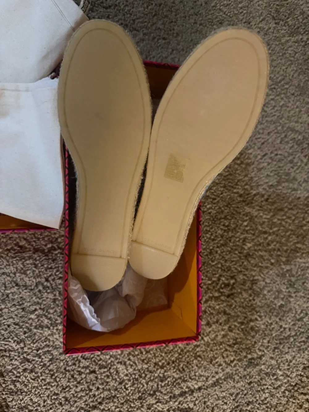 BRAND NEW .TORY BURCH.  Double T Denim Espadrille. 8.